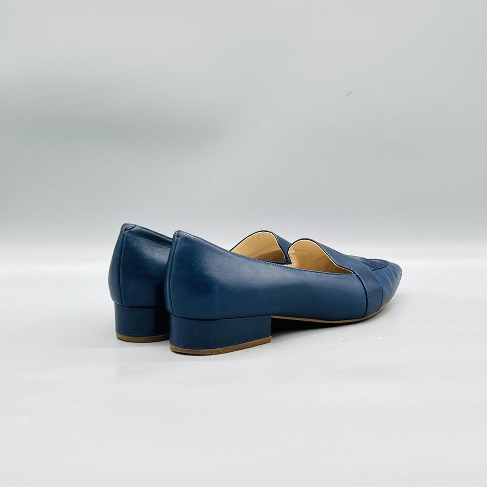 Cole Haan Shoes Women 8 Blue Leather Loafer Flats Pointed Toe Block Heel Slip On - Picture 7 of 11